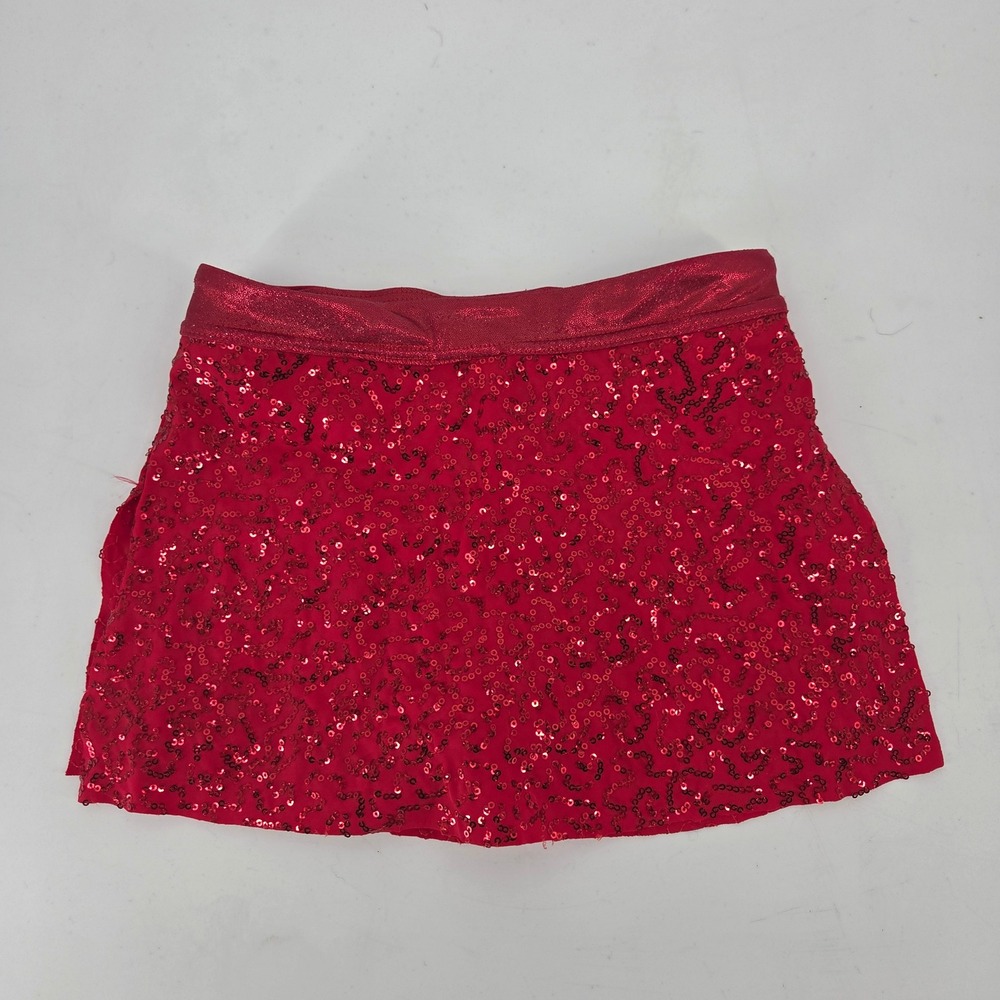 Balera Red Sequin Dance Skort Metallic Girls IC Intermediaten Child 7/8